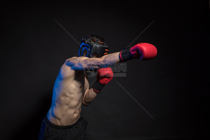 运动男性拳击肌肉创意照片图片
