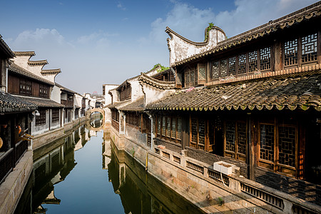 中式门嘉兴月河古街古建筑风光背景