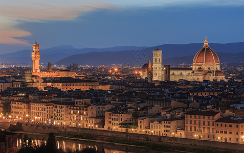 佛罗伦萨日落意大利佛罗伦萨美丽的日落夜景背景