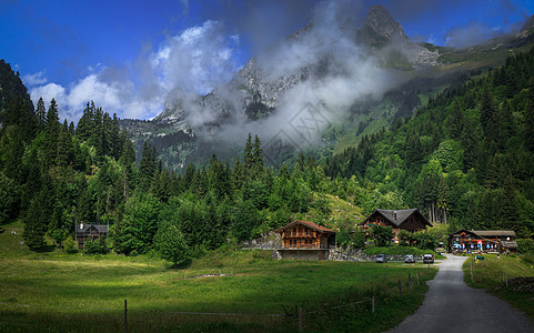 村落风景如画的瑞士风光背景