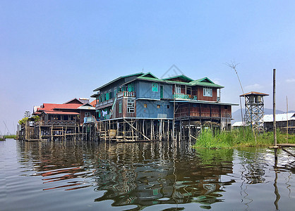 缅甸著名旅游景点茵莱湖风光当地著名旅游景点高清图片素材