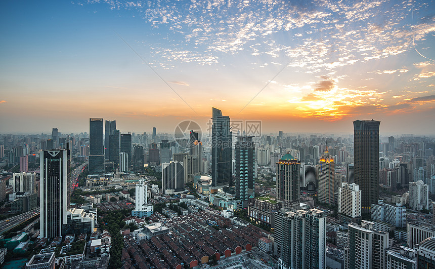 上海城市日落建筑风光图片