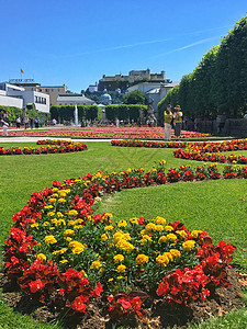 萨尔斯堡要塞奥地利萨尔斯堡花园背景