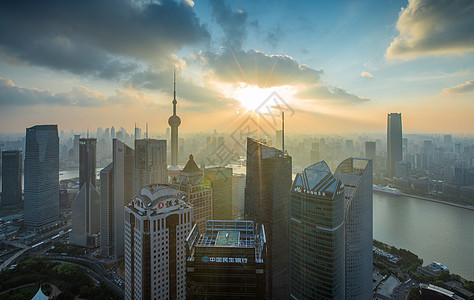 上海城市建筑日落风光城市夜景高清图片素材