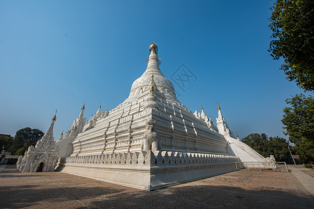 缅甸寺庙缅甸曼德勒白色佛塔背景
