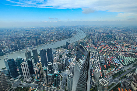 上海城市天际线俯瞰上海浦东陆家嘴背景