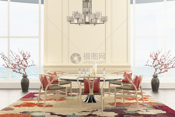 中式餐厅空间场景设计图片