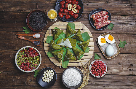 高清端午节粽子食材图片背景图片