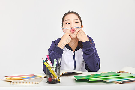 女高中生烦恼困扰表情图片