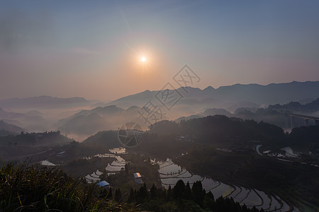 重庆特色风景周家山日出背景