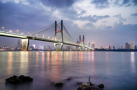 江之岛武汉长江二桥夜景风光背景