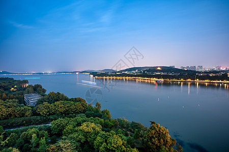 俯瞰湖武汉东湖夜色背景