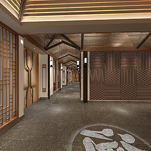 新中式客厅茶馆设计室内效果图高清图片素材