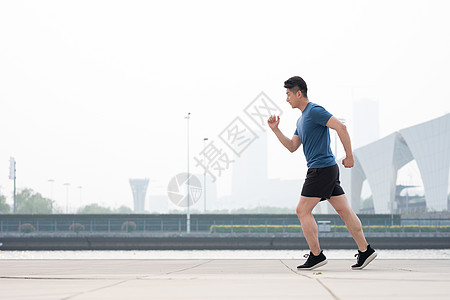 男性健身年轻男性户外运动跑步背景