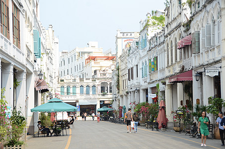 屯溪老街海口骑楼老街背景