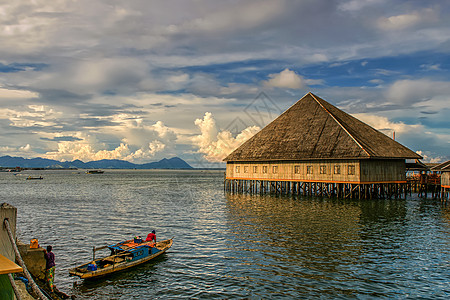 仙本那水上屋仙本那的海边风光背景