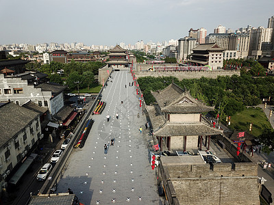 西安城墙鸟瞰图片