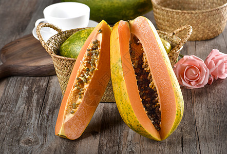 木瓜新鲜水果食材高清图片