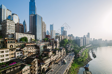 大气城市风景网红重庆洪崖洞背景