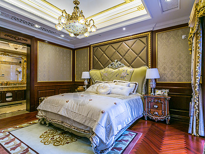 欧式卧室温馨舒适的家居卧室背景