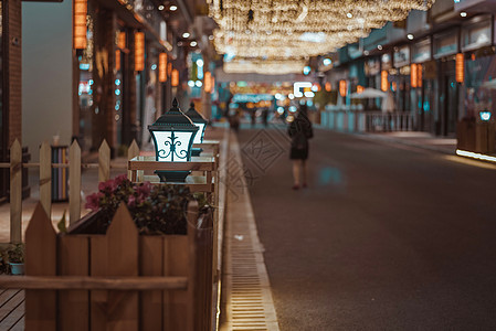 步行街道夜景背景图片