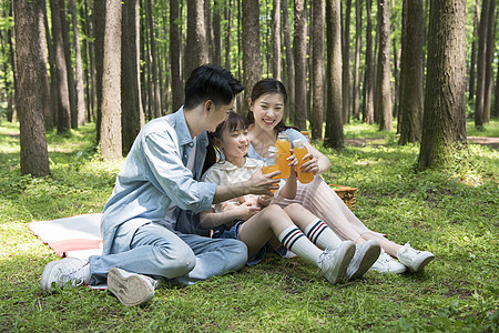 一家人树林里聚餐图片