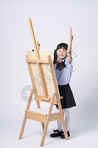儿童素描画画的小女孩背景