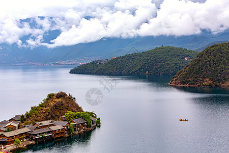 泸沽湖岛屿云南泸沽湖风光背景