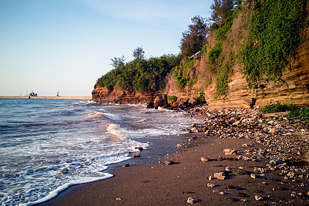 沙滩烧烤北海涠洲岛暮崖风光背景