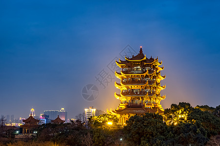 夜色中的黄鹤楼背景图片