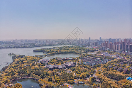 俯瞰公园湖景高清图片