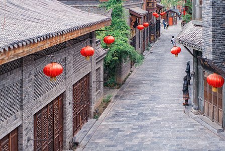 俯瞰古镇青石板路的街背景