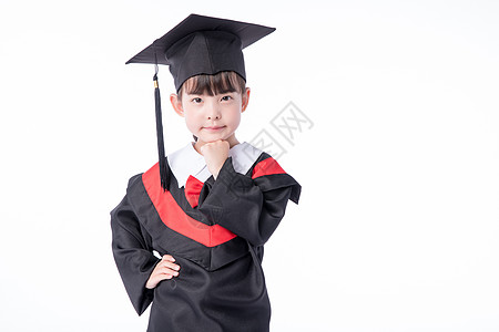 穿着毕业服女孩儿童小女孩穿毕业服形象展示教育背景