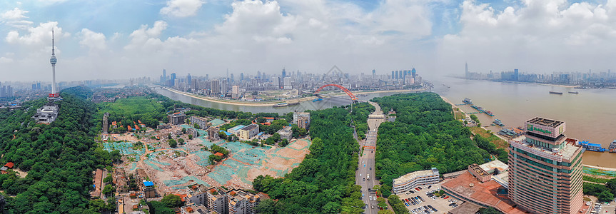 长江汉江武汉南岸嘴全景长片背景