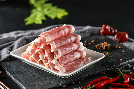 一大盘羊肉卷火锅配菜高清图片素材