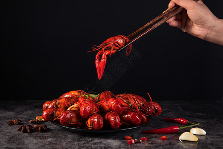 油焖海鲜大虾夏季美食小龙虾背景