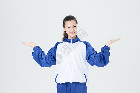 学生校服女性形象展示背景图片