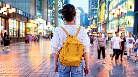 重庆街道商场道路行走的背影背景