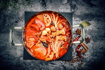 番茄汤锅冒菜背景图片