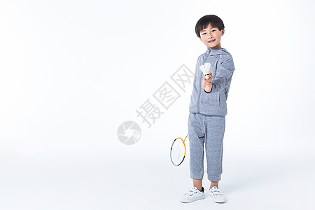 少儿古筝体育男孩打羽毛球背景