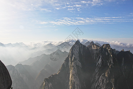 西安日出陕西西安西岳华山云海背景