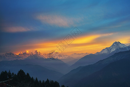 路线abc雪山尼泊尔poon hill背景