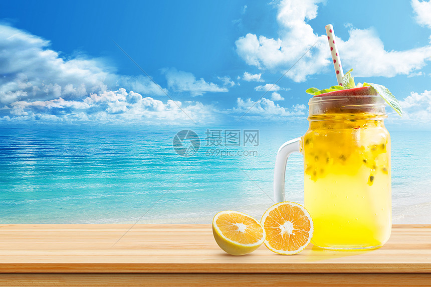 夏季果汁清新背景图片