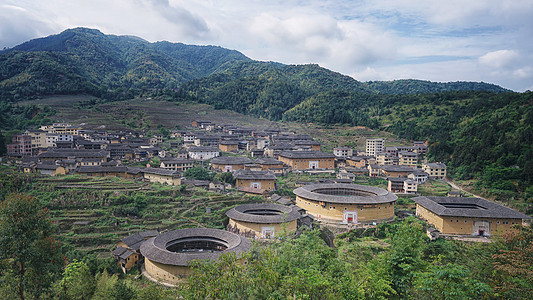 福州榕树福州永定土楼群背景