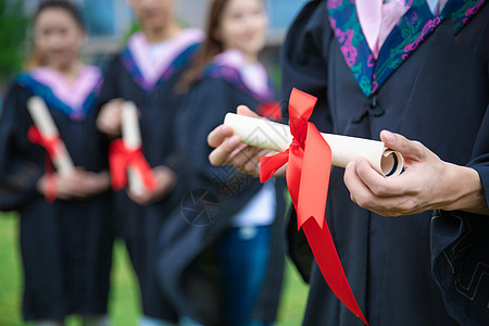 大学生校园手拿毕业证书的毕业生背景