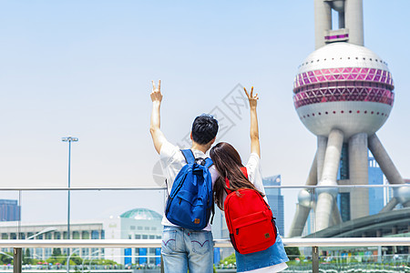 男女恋爱情侣旅游上海背景