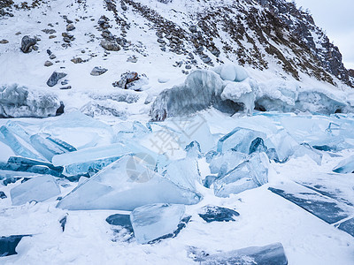 贝加尔湖蓝冰背景图片