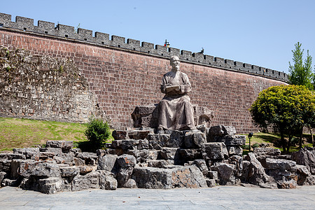 书画家黄宾虹塑像背景图片