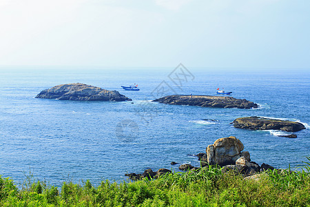 大海船只象山渔山岛背景