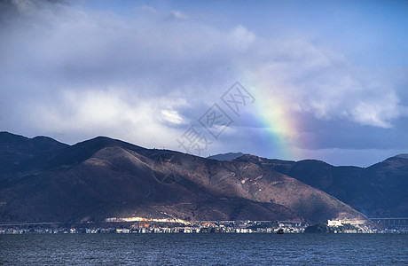 云南双廊云南大理双廊洱海彩虹背景